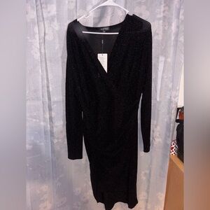Chic Black sparkly Long Sleeve Dress